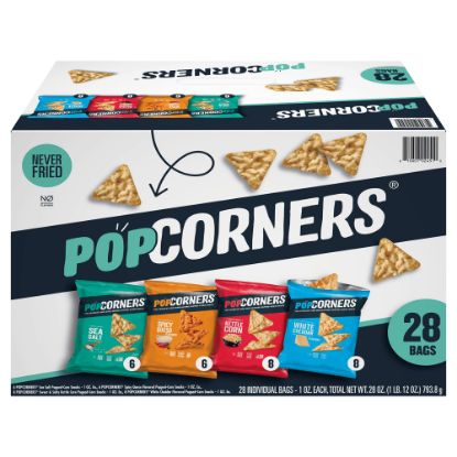 Picture of PopCorners 4-Flavor Popped Corn Chips Snacks Variety Pack, Box Of 28 Bags