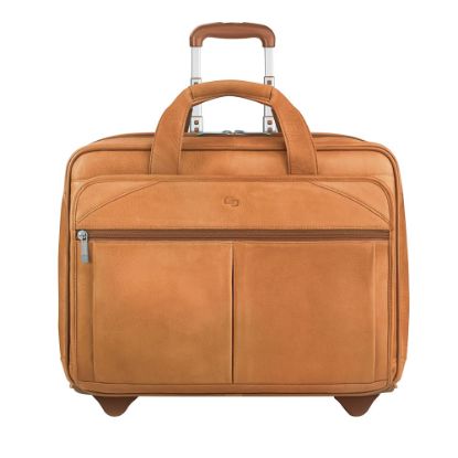 Picture of Solo New York Walker Leather Rolling Case for 15.6in Laptops, Tan