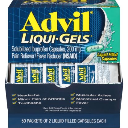 Picture of Advil Liqui-Gels - For Pain, Headache, Backache, Menstrual Cramp, Joint Pain, Fever - 1 Each - 2 Per Packet