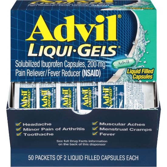 Picture of Advil Liqui-Gels - For Pain, Headache, Backache, Menstrual Cramp, Joint Pain, Fever - 1 Each - 2 Per Packet