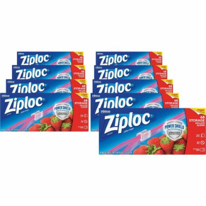 Picture of Ziploc Gallon Storage Slider Bags - Large Size - 1 gal Capacity - 10.56in Width x 9.50in Length - Sliding Closure - Blue - 9/Carton - 68 Per Box - Food, Supplies