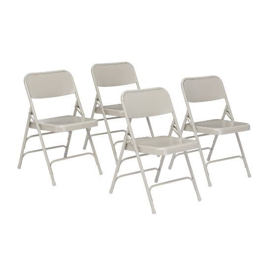 Picture of National Public Seating 300 Series Steel Folding Chairs, Gray, Set Of 4 Chairs