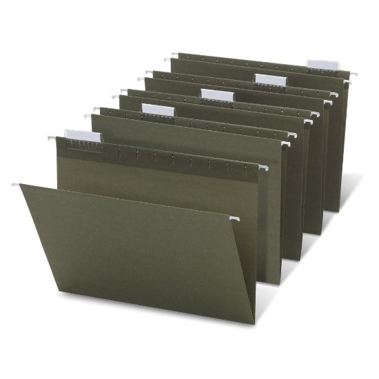 Picture of Office Depot Brand Hanging Folders, 1/5 Cut, Letter Size, 100% Recycled, Green, Pack of 50