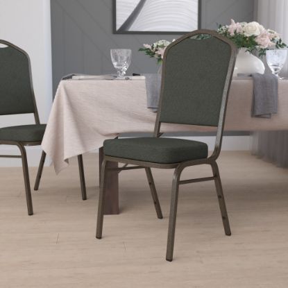 Picture of Flash Furniture HERCULES Series Crown Back Stacking Banquet Chair, Green Patterned/Goldvein