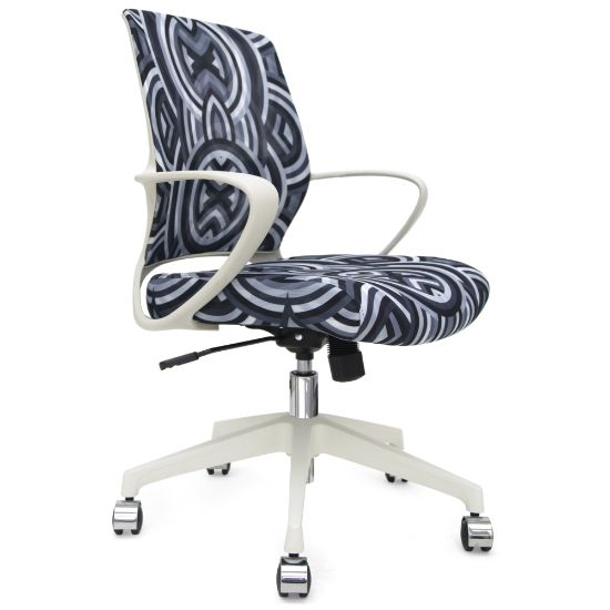 Picture of Raynor Elizabeth Sutton Gramercy Fabric Mid-Back Task Chair, Greyscale Echo/White/Silver