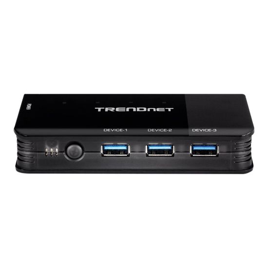 Picture of TRENDnet 4 Computer 4-Port USB 3.1 Sharing Switch, TK-U404, 4 x USB 3.1 for Computers, 4 x USB 3.1 for Devices, Flash Drive Sharing, Scanners, Printers, Mouse, Keyboard, Windows & Mac Compatible