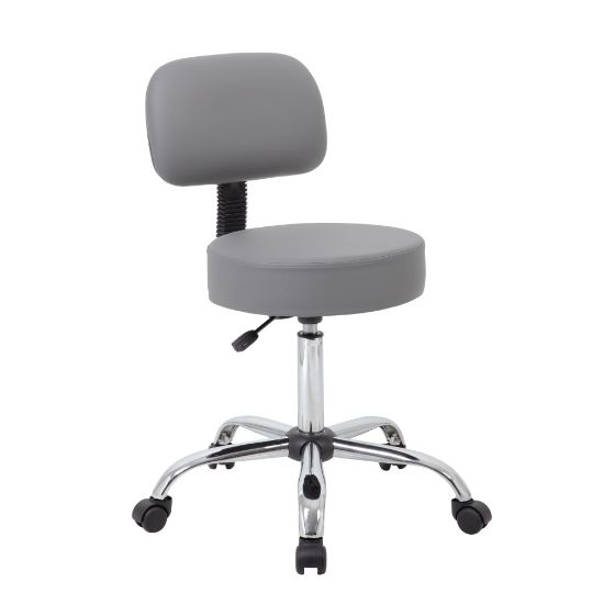 Picture of Boss Office Products Caressoft Medical Stool, With Back, Gray/Chrome