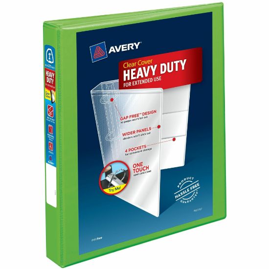 Picture of Avery Heavy-Duty View 3-Ring Binder With Locking One-Touch EZD Rings, 1in D-Rings, 42% Recycled, Chartreuse