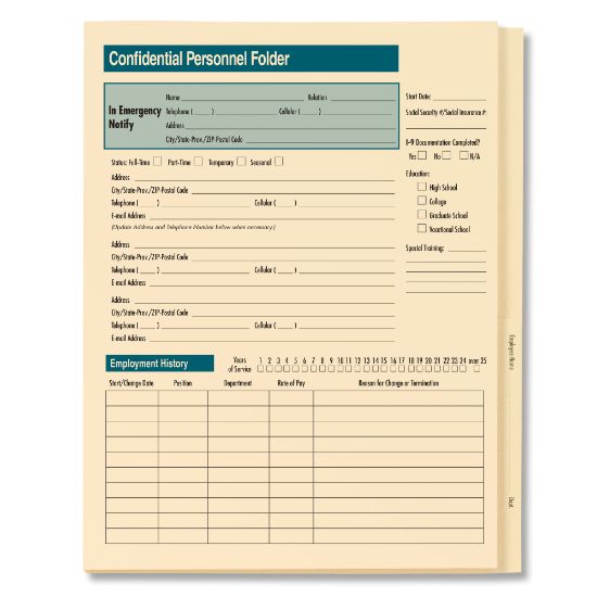 Picture of ComplyRight Expandable Confidential Personnel Folders, 9 1/2in x 11 3/4in x 1/2in, Manila, Pack Of 25