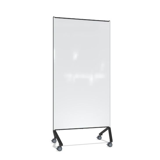 Picture of Ghent Pointe Magnetic Mobile Dry-Erase Glassboard, 76-1/2in x 36-3/16in, White, Black Metal Frame