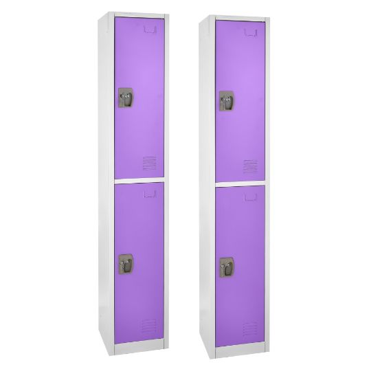 Picture of Alpine 2-Tier Steel Lockers, 72inH x 15inW x 15inD, Purple, Set Of 2 Lockers