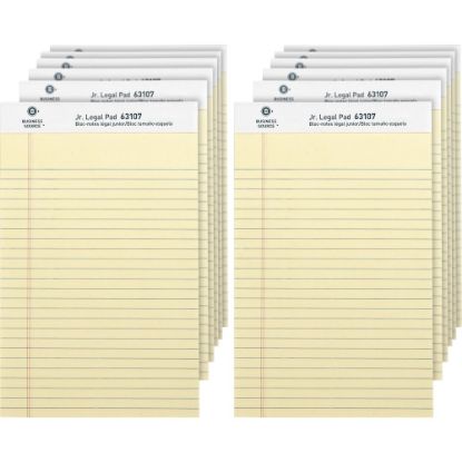 Picture of Business Source Writing Pads - 50 Sheets - 0.28in Ruled - 16 lb Basis Weight - Jr.Legal - 8in x 5in - Canary Paper - Micro Perforated, Easy Tear, Sturdy Back - 1 Dozen