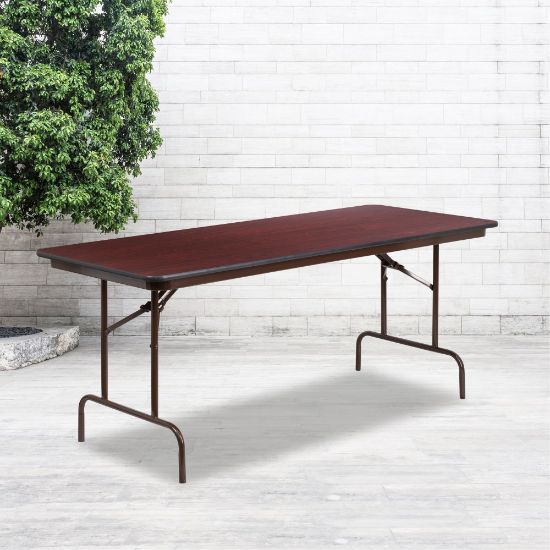 Picture of Flash Furniture High-Pressure Laminate Folding Banquet Table, 30inH x 30inW x 72inD, Mahogany