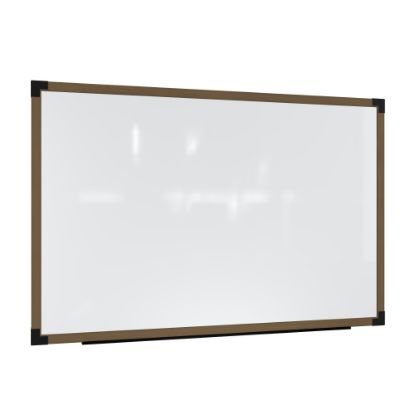 Picture of Ghent Prest Magnetic Dry-Erase Whiteboard, Porcelain, 38-1/4in x 74-1/4in, White, Driftwood Frame