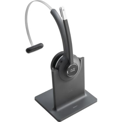 Picture of Cisco 561 Headset - Mono - Wireless - DECT 6.0 - 300 ft48 kHz - Over-the-head - Monaural - Supra-aural - Uni-directional, Electret, Condenser Microphone - Black