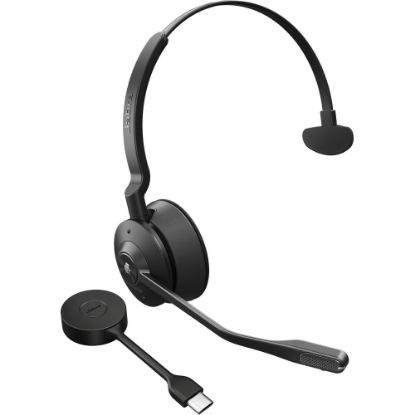 Picture of Jabra Engage 55 Headset - Mono - USB Type C - Wireless - DECT - 492.1 ft - 40 Hz - 16 kHz - On-ear - Monaural - Open - Noise Cancelling, Uni-directional, MEMS Technology Microphone - Black