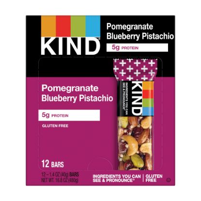 Picture of KIND Snack Bars, Pomegranate Blueberry Pistachio, 1.4 Oz, Box Of 12