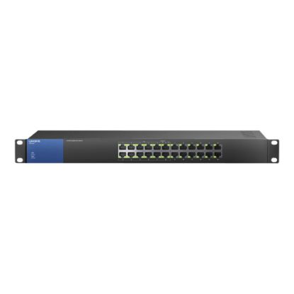 Picture of Linksys Business LGS124P - Switch - unmanaged - 12 x 10/100/1000 (PoE+) + 12 x 10/100/1000 - rack-mountable - PoE+ (120 W) - AC 100/230 V