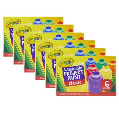 Picture of Crayola Washable Project Paint, 2 Oz, Assorted Colors, 6 Bottles Per Box, Set Of 6 Boxes