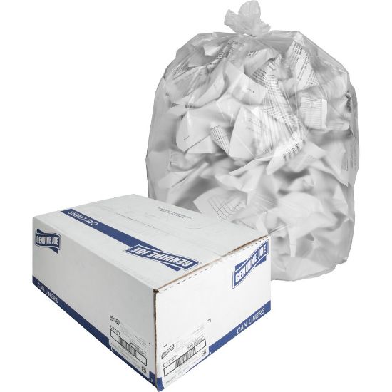 Picture of Genuine Joe 0.6 mil Trash Bags, 33 gal, 33inH x 40inW, Clear, 500 Bags