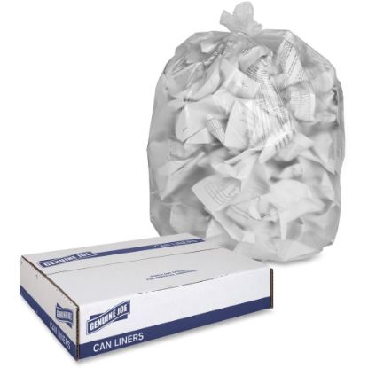 Picture of Genuine Joe High-Density Can Liners, 56 Gallons, Clear, Box Of 200