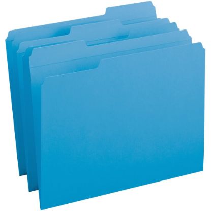 Picture of Business Source Reinforced Tab Colored File Folders - Blue - 10% Recycled - 100 / Box