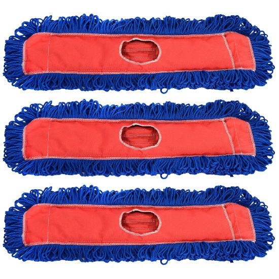 Picture of Alpine Microfiber Dust/Dry Mop Replacement Heads, 24in, Blue, Pack Of 3 Heads