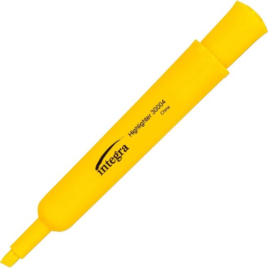 Picture of Integra Chisel Desk Liquid Highlighters - Chisel Marker Point Style - Yellow Water Based Ink - Yellow Barrel - 1 Dozen