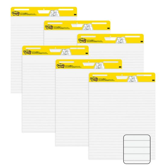 Picture of Post-it Easel Pads, 25in x 30in, White Lined, 30 Sheets Per Pad, Pack Of 6 Pads