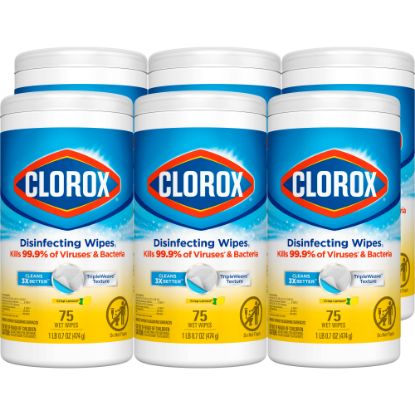 Picture of Clorox Disinfecting Wipes, Bleach Free Cleaning Wipes - Crisp Lemon - 75 Count (Pack of 6)