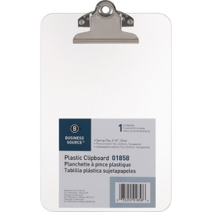 Picture of Sparco Plastic Clipboard, 6in x 9in, Clear