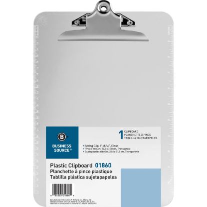 Picture of Sparco Plastic Clipboard, 8 1/2in x 12in, Clear