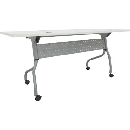 Picture of Lorell Preference Series 72inW Flip-Top Training Table, White/Silver