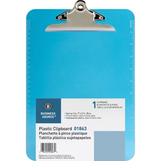 Picture of Sparco Plastic Clipboard, 8 1/2in x 12in, Blue