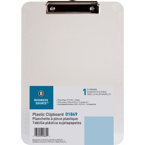 Picture of Sparco Plastic Clipboard With Flat Clip, 8 1/2in x 11in, Clear