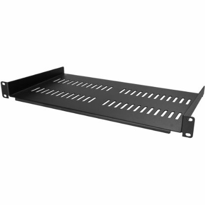 Picture of StarTech.com 1U Vented Server Rack Cabinet Shelf - Fixed 10in Deep Cantilever Rackmount Tray for 19in Data/AV/Network Enclosure w/Cage Nuts