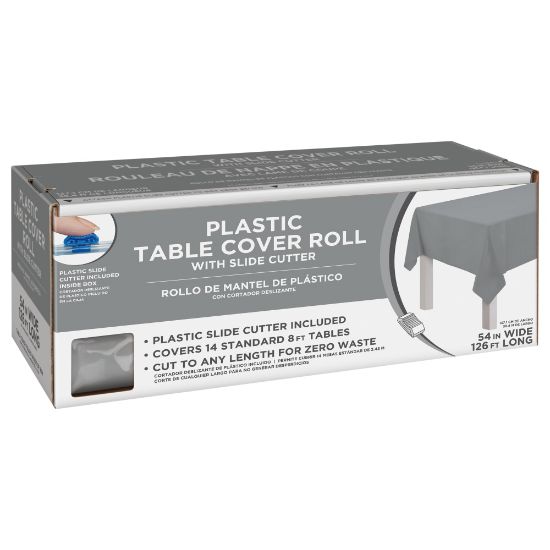 Picture of Amscan Boxed Plastic Table Roll, Silver, 54in x 126'