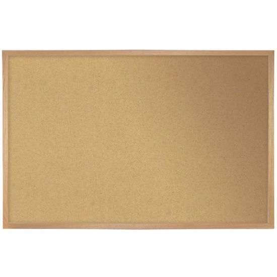 Picture of Ghent Non-Magnetic Cork Bulletin Board, 48-1/2in x 144in, Natural, Oak Frame