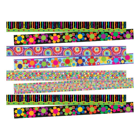 Picture of Barker Creek Double-Sided Border Set, 3in x 35in, Just Groovy, 12 Strips Per Pack, Set Of 4 Packs