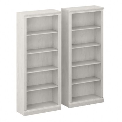 Picture of Bush Business Furniture Saratoga 72inH 5-Shelf Bookcases, Linen White Oak, Set Of 2 Bookcases, Standard Delivery