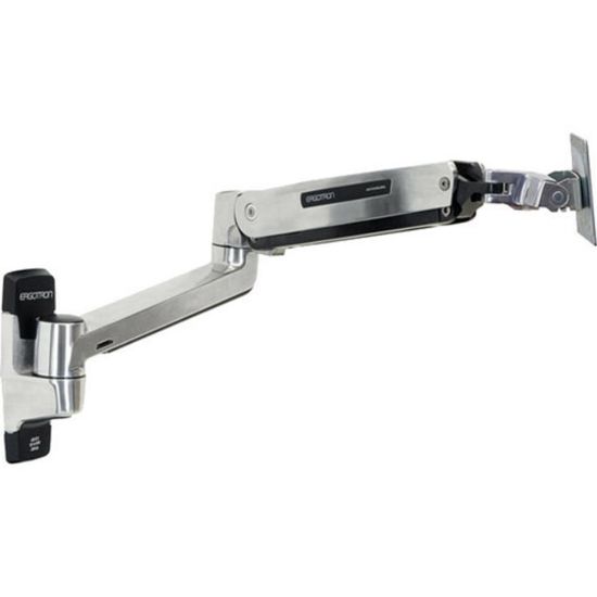 Picture of Ergotron Mounting Arm for Flat Panel Display, All-in-One Computer - Polished Aluminum - Height Adjustable - 46in Screen Support - 30 lb Load Capacity - 75 x 75, 100 x 100, 200 x 100, 200 x 200, 400 x 200, 400 x 300, 400 x 400 - VESA Mount Compatible