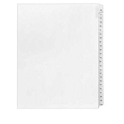 Picture of Avery Allstate-Style Collated Legal Exhibit Dividers, 8 1/2in x 11in, White Dividers/White Tabs, 76-100, Pack Of 25 Tabs