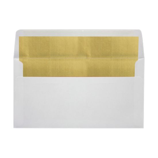 Picture of LUX Photo Greeting Foil-Lined Invitation Envelopes, A7, Peel & Stick Closure, White/Gold, Pack Of 1,000