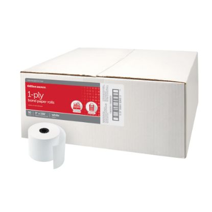 Picture of Office Depot Brand 1-Ply Bond Paper Rolls, 3in x 150ft, White, Carton Of 50