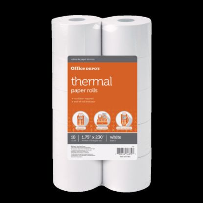 Picture of Office Depot Brand Thermal Paper Rolls, 1-3/4in x 230ft, White, Pack Of 10