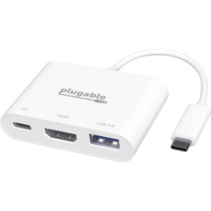 Picture of Plugable USB C Mini Dock with HDMI, USB 3.0 and Pass-Through Charging Compatible with 2018 iPad Pro, 2018 MacBook Air, Dell XPS 1315, Thunderbolt 3 and More - (Supports Resolutions up to 4K@30Hz), Driverless