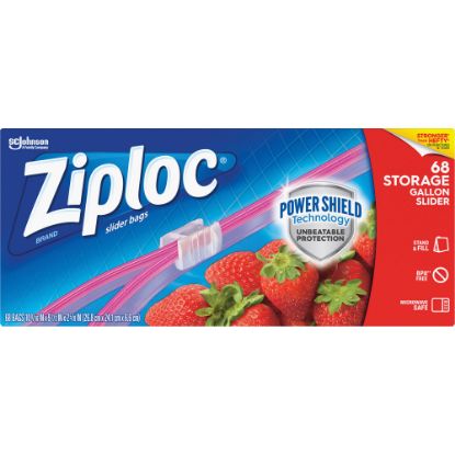 Picture of Ziploc Gallon Storage Slider Bags, Blue, Pack Of 68 Bags