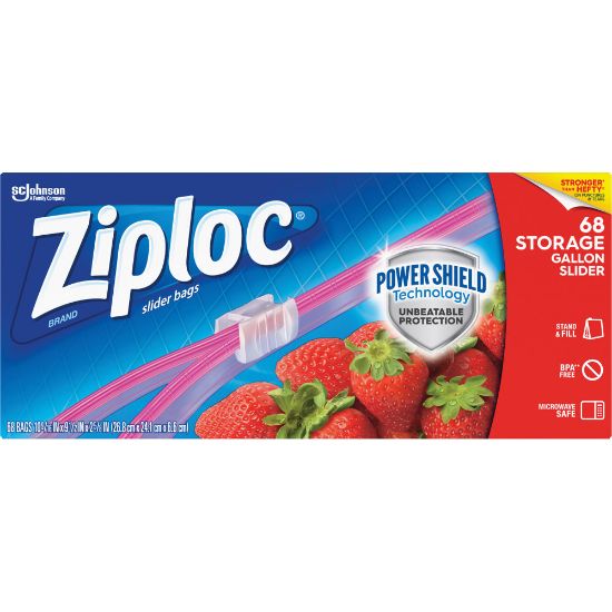 Picture of Ziploc Gallon Storage Slider Bags, Blue, Pack Of 68 Bags