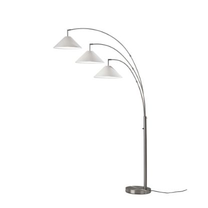 Picture of Adesso Braxton 3-Arm Arc Lamp, 86inH, Brushed Steel/White