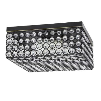 Picture of Elegant Designs Elipse Crystal 2-Light Square Flush Ceiling Fixture, 12inW, Restoration Bronze